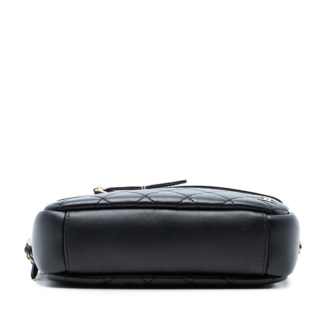 Matelassé Buckle Sac caméra Grand Cuir d'agneau Noir