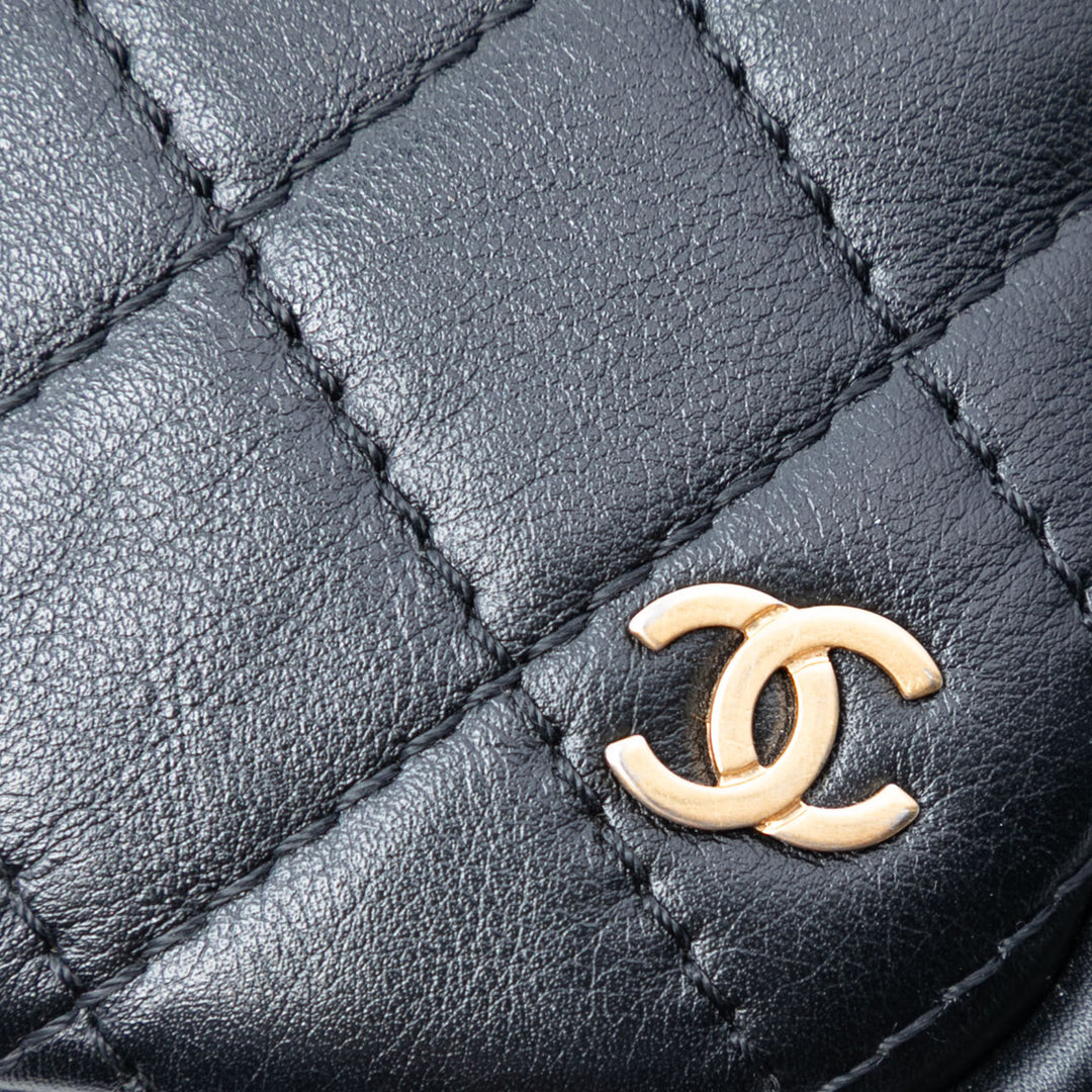Matelassé Buckle Sac caméra Grand Cuir d'agneau Noir