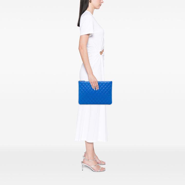 Matelassé O Étui Pochette Grand Cuir d'agneau Bleu