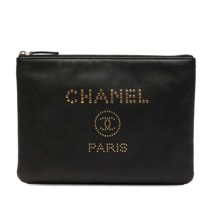Chanel Medium Caviar Deauville clouté O Étui Pochette