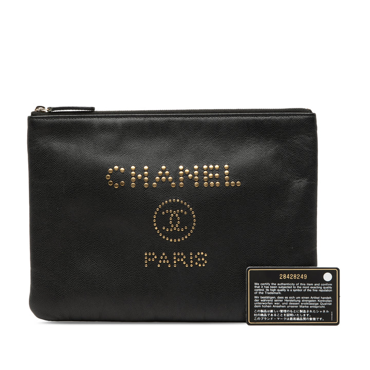 Chanel Medium Caviar Deauville clouté O Étui Pochette