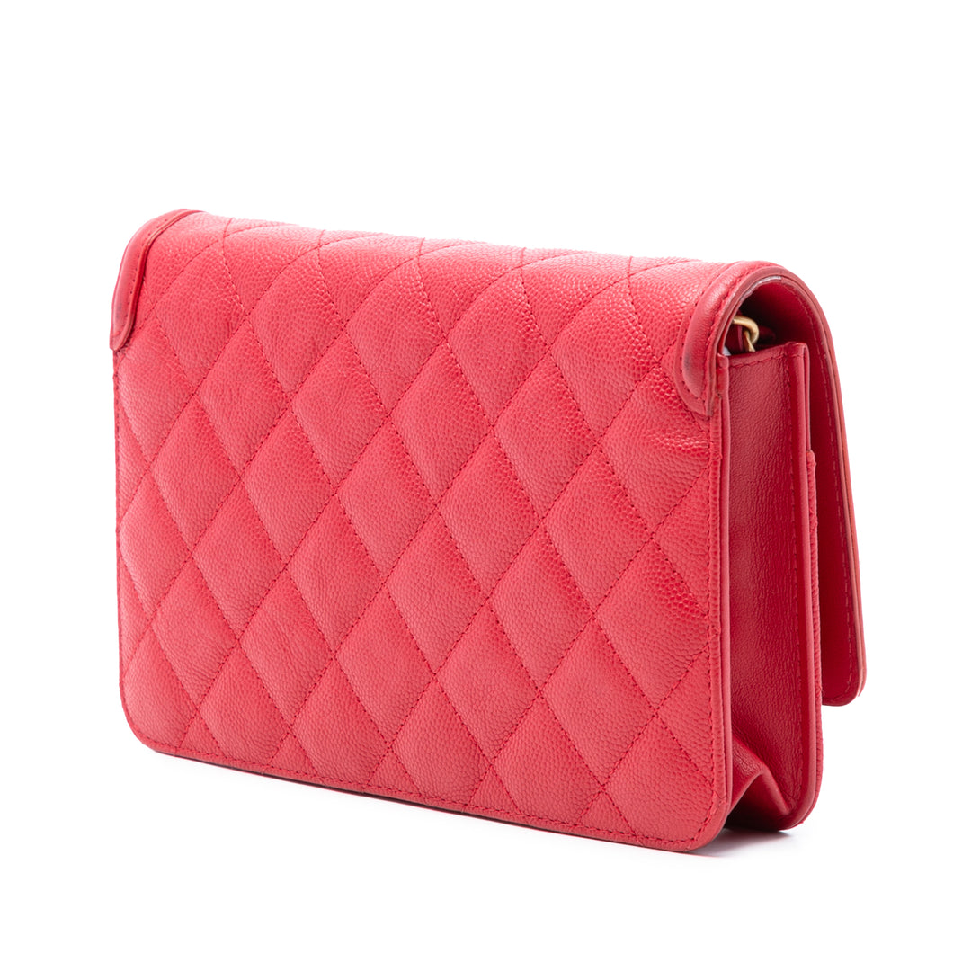 Chanel Caviar CC Filigree Wallet on Chain