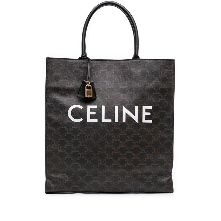 Celine Triomphe Cabas vertical Grand Triomphe enduite Marron – vue principale – GABY PARIS