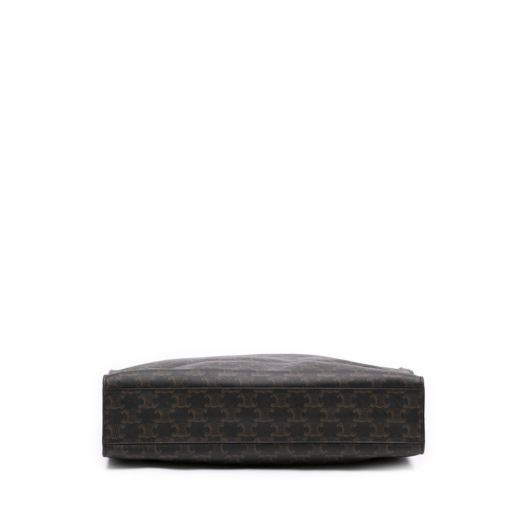 Celine Triomphe Cabas vertical Grand Triomphe enduite Marron – vue 3 – GABY PARIS