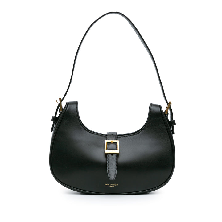 Shiny Calfskin Le Fermoir Shoulder Bag Black - Gaby Paris