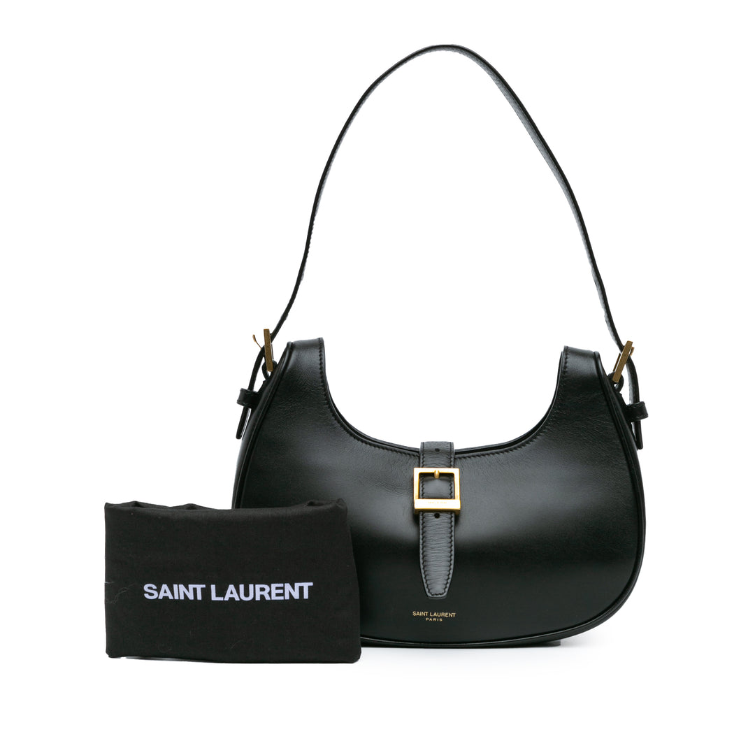 Shiny Calfskin Le Fermoir Shoulder Bag Black - Gaby Paris