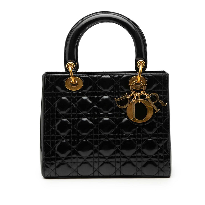 Dior Medium Cuir verni Cannage Lady Dior