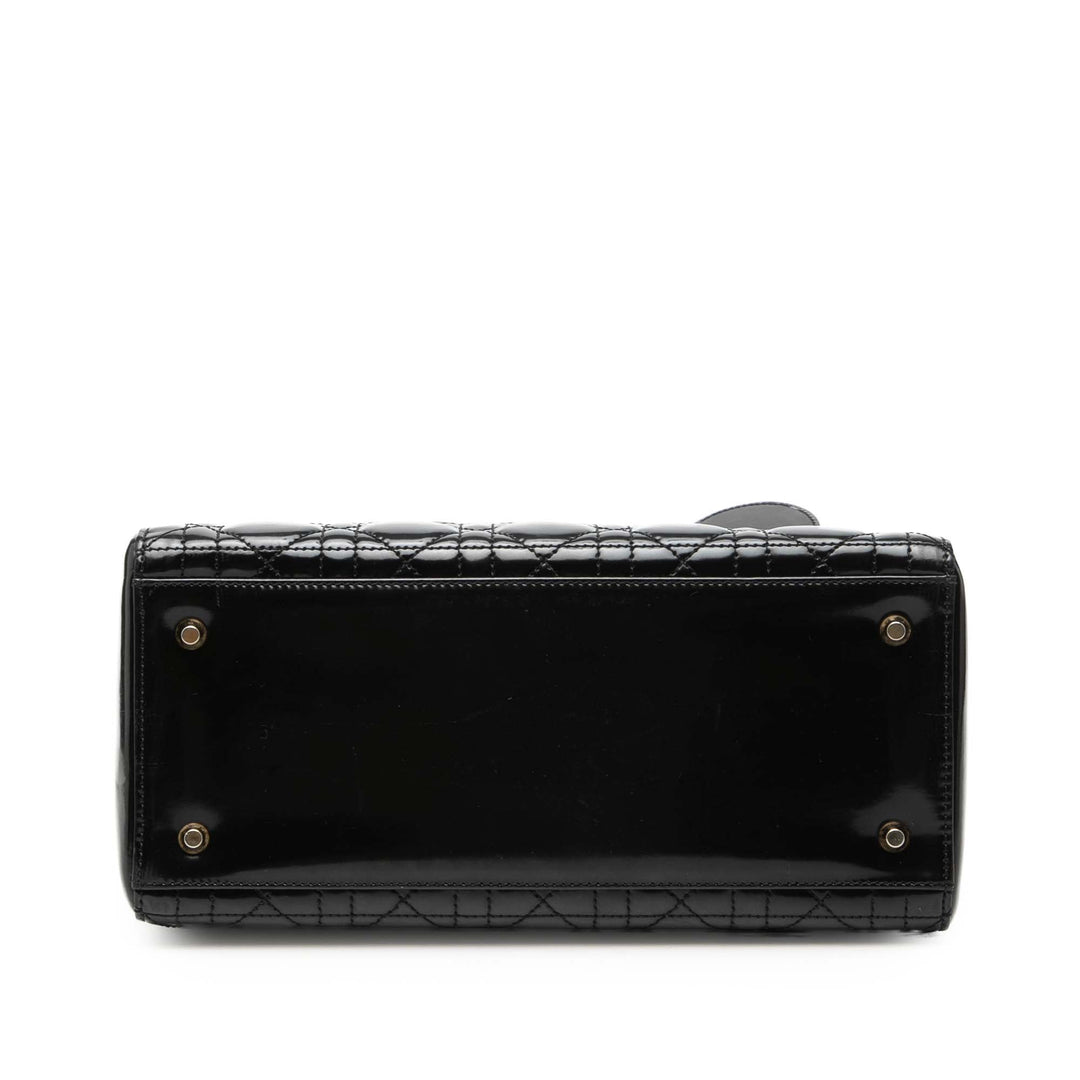 Dior Medium Cuir verni Cannage Lady Dior