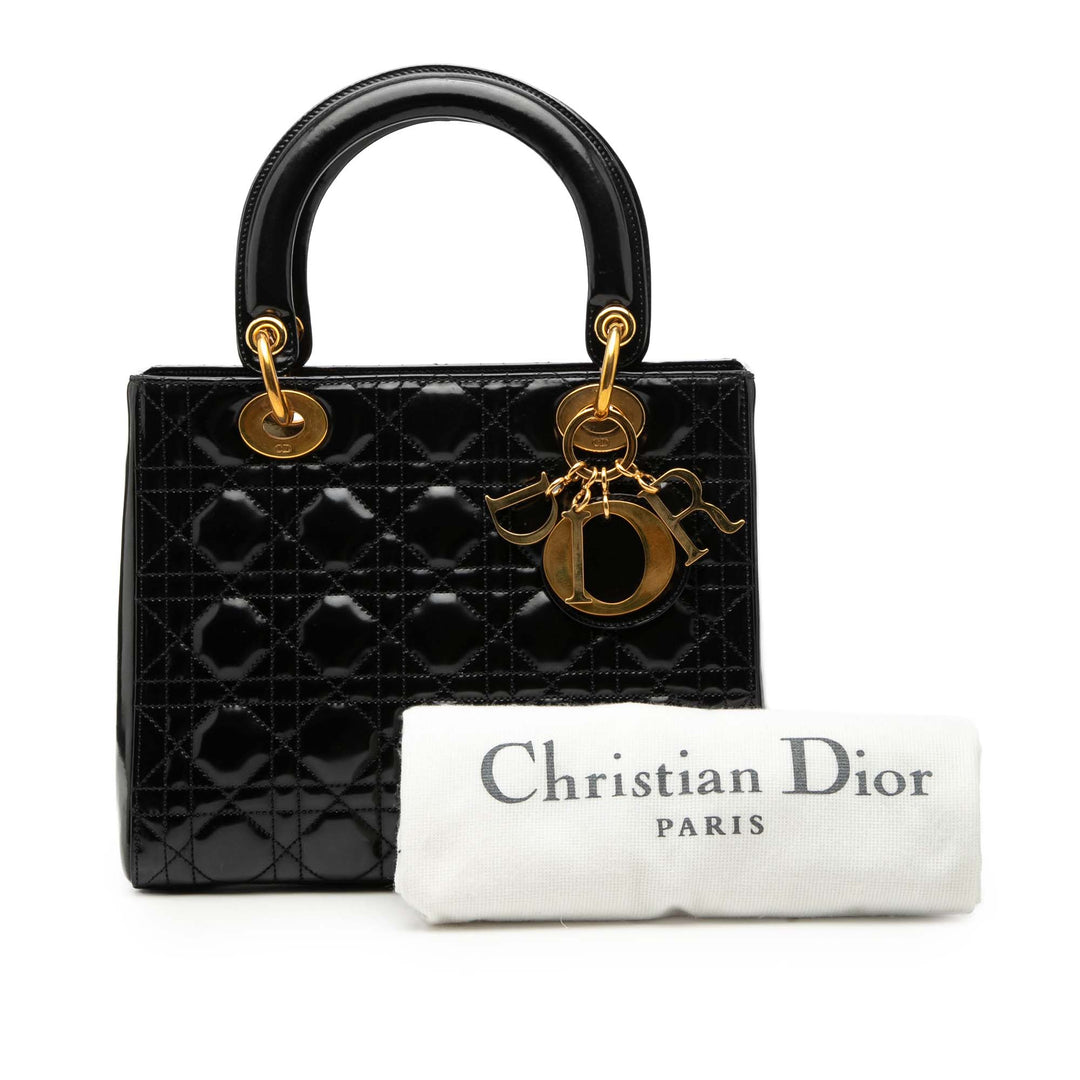 Dior Medium Cuir verni Cannage Lady Dior