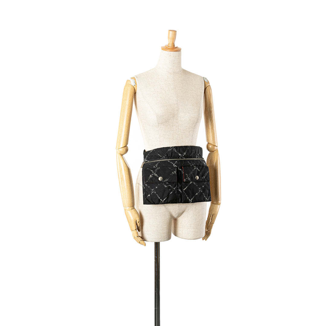 Old Travel Line Nylon Belt Bag Black - Gaby Paris