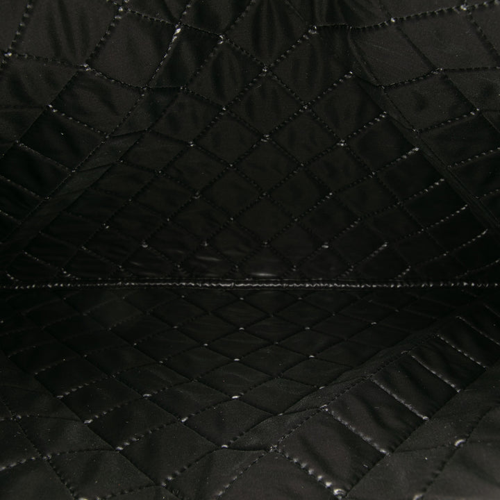 Large Quilted Lambskin Camellia O Case Clutch Black - Gaby Paris