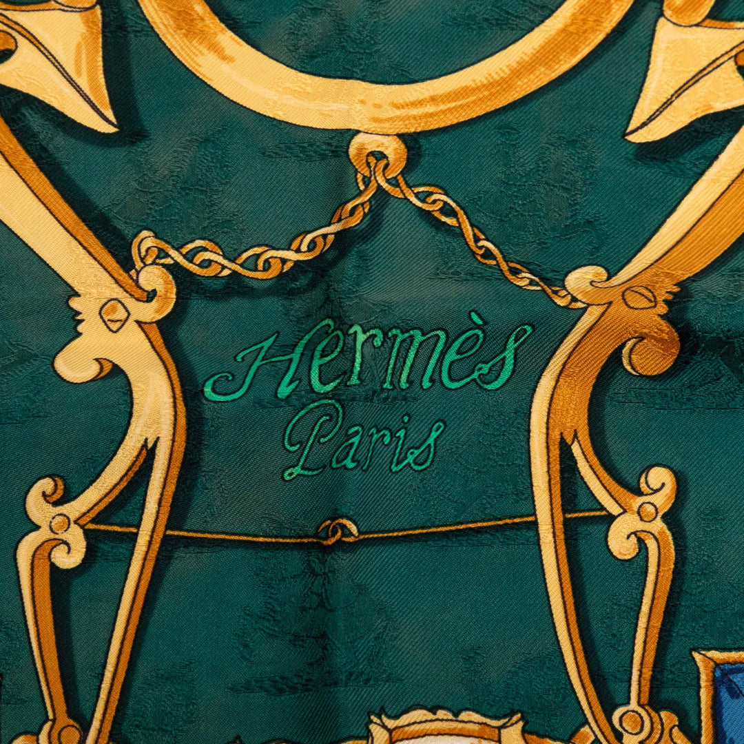 Hermès Par Mefsire Antoine De Plvvinel Foulard 90 Vert – vue 5 – GABY PARIS