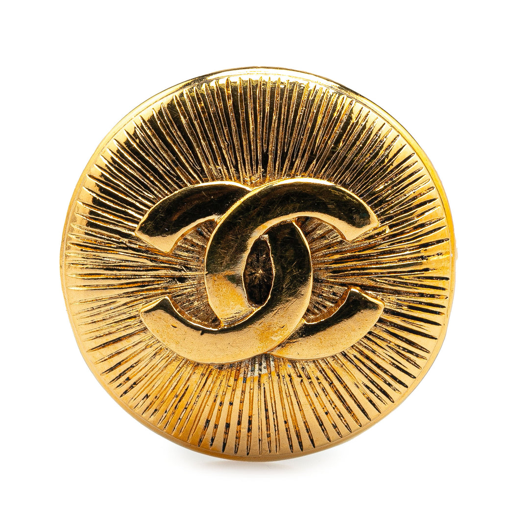 Gold Plated CC Round Brooch Gold - Gaby Paris