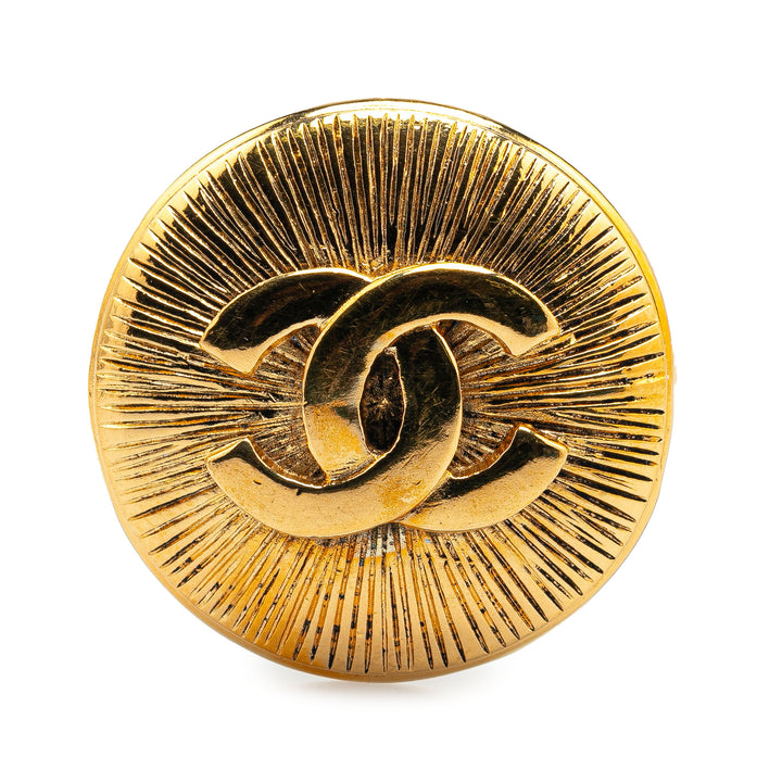 Gold Plated CC Round Brooch Gold - Gaby Paris