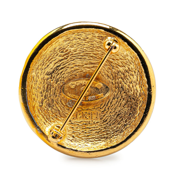 Gold Plated CC Round Brooch Gold - Gaby Paris