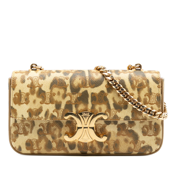 Celine Cuir de veau Leopard Print Claude Chain Sac bandoulière