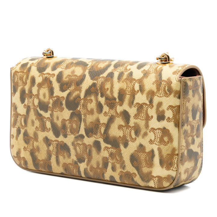 Celine Cuir de veau Leopard Print Claude Chain Sac bandoulière