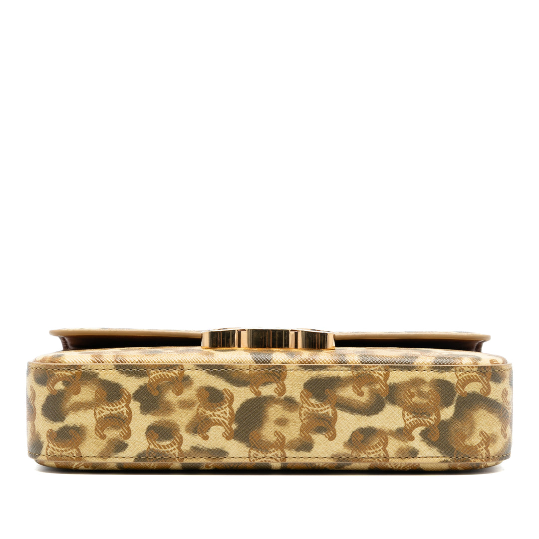 Celine Cuir de veau Leopard Print Claude Chain Sac bandoulière