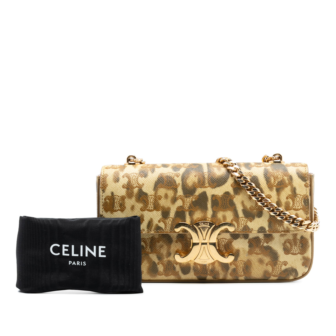 Celine Cuir de veau Leopard Print Claude Chain Sac bandoulière