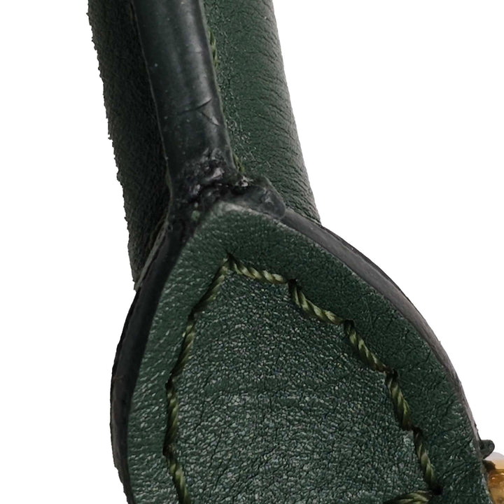 Small Quilted Calfskin Colosseum Lock Frame Bowling Bag Green - Gaby Paris