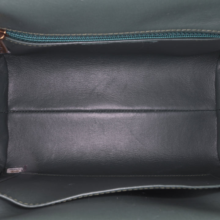 Small Quilted Calfskin Colosseum Lock Frame Bowling Bag Green - Gaby Paris