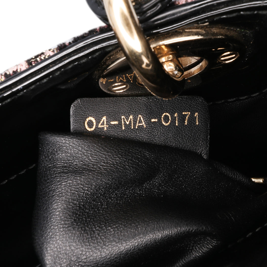 Mini Tweed Rose Embroidered Lady Dior Pink - Gaby Paris