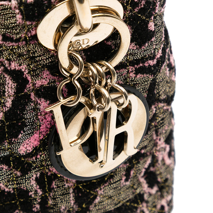 Mini Tweed Rose Embroidered Lady Dior Pink - Gaby Paris