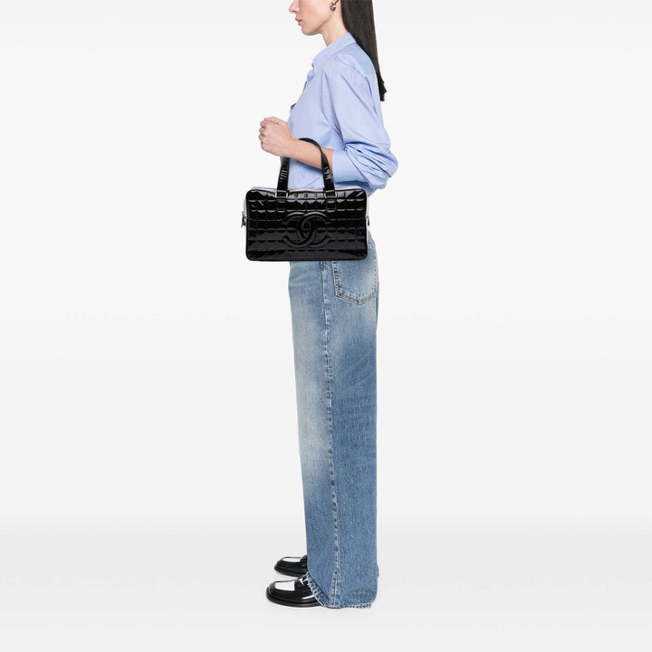 CC Chocolate Bar Patent Bowler Bag Black - Gaby Paris