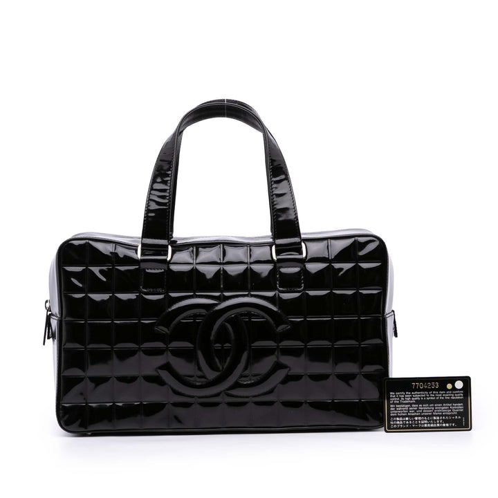 CC Chocolate Bar Patent Bowler Bag Black - Gaby Paris