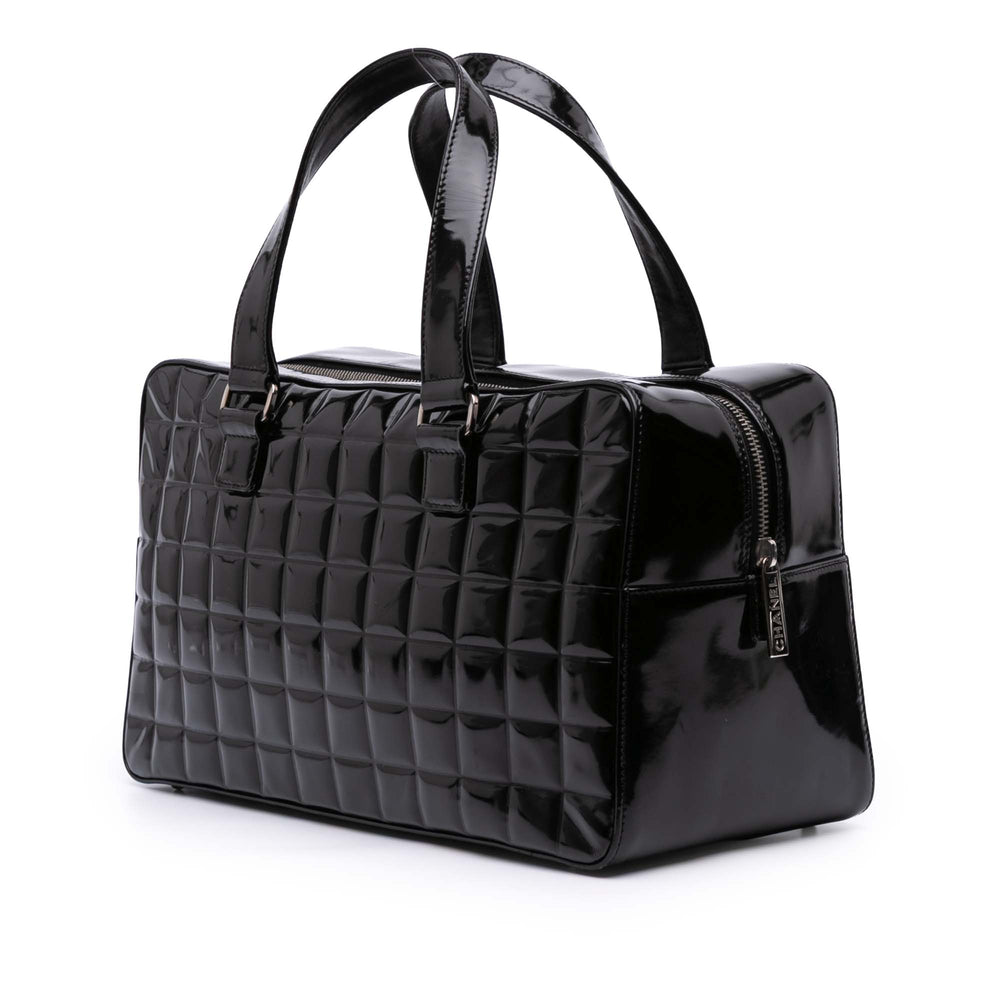 CC Chocolate Bar Patent Bowler Bag Black - Gaby Paris