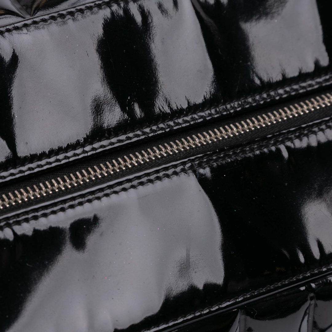 CC Chocolate Bar Patent Bowler Bag Black - Gaby Paris