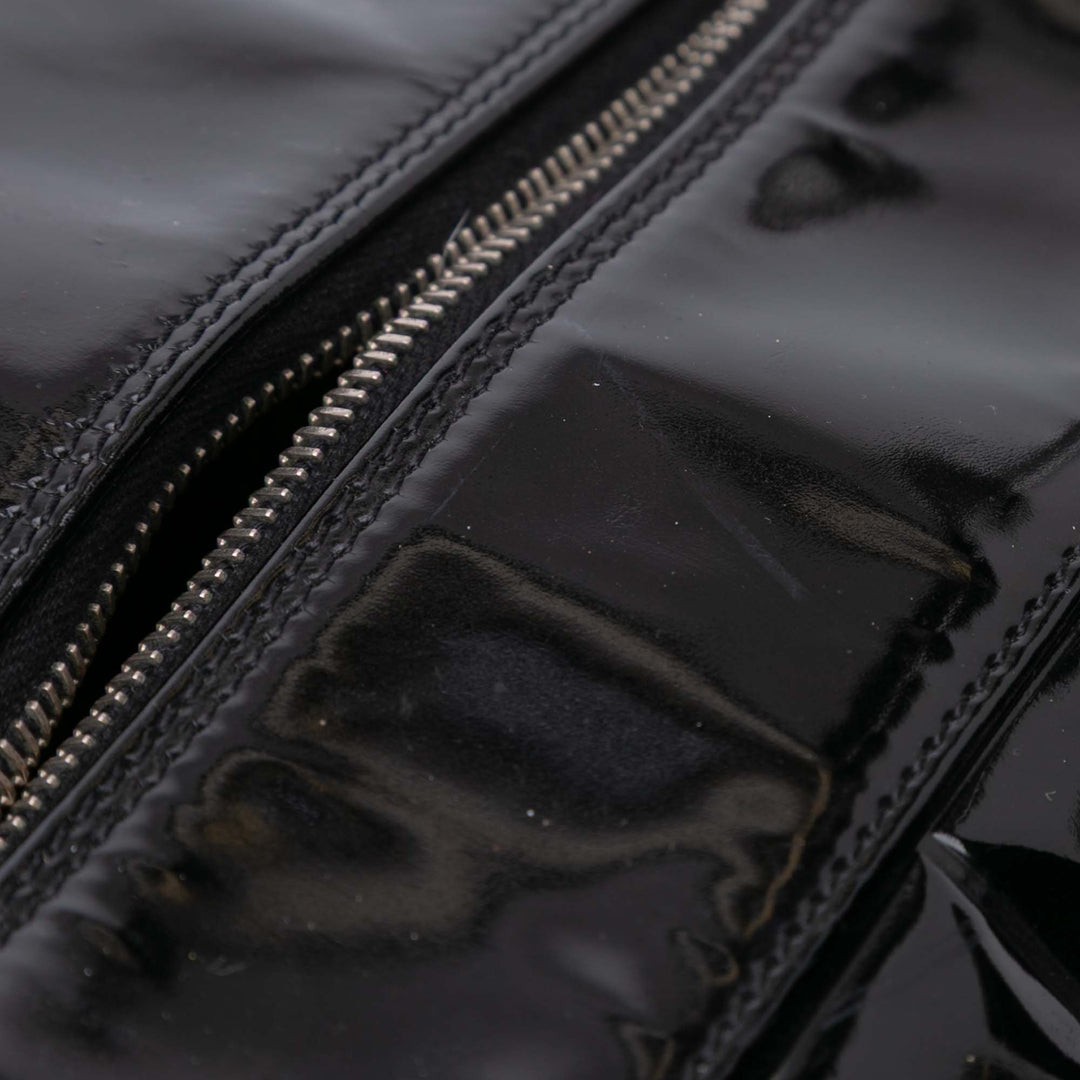 CC Chocolate Bar Patent Bowler Bag Black - Gaby Paris
