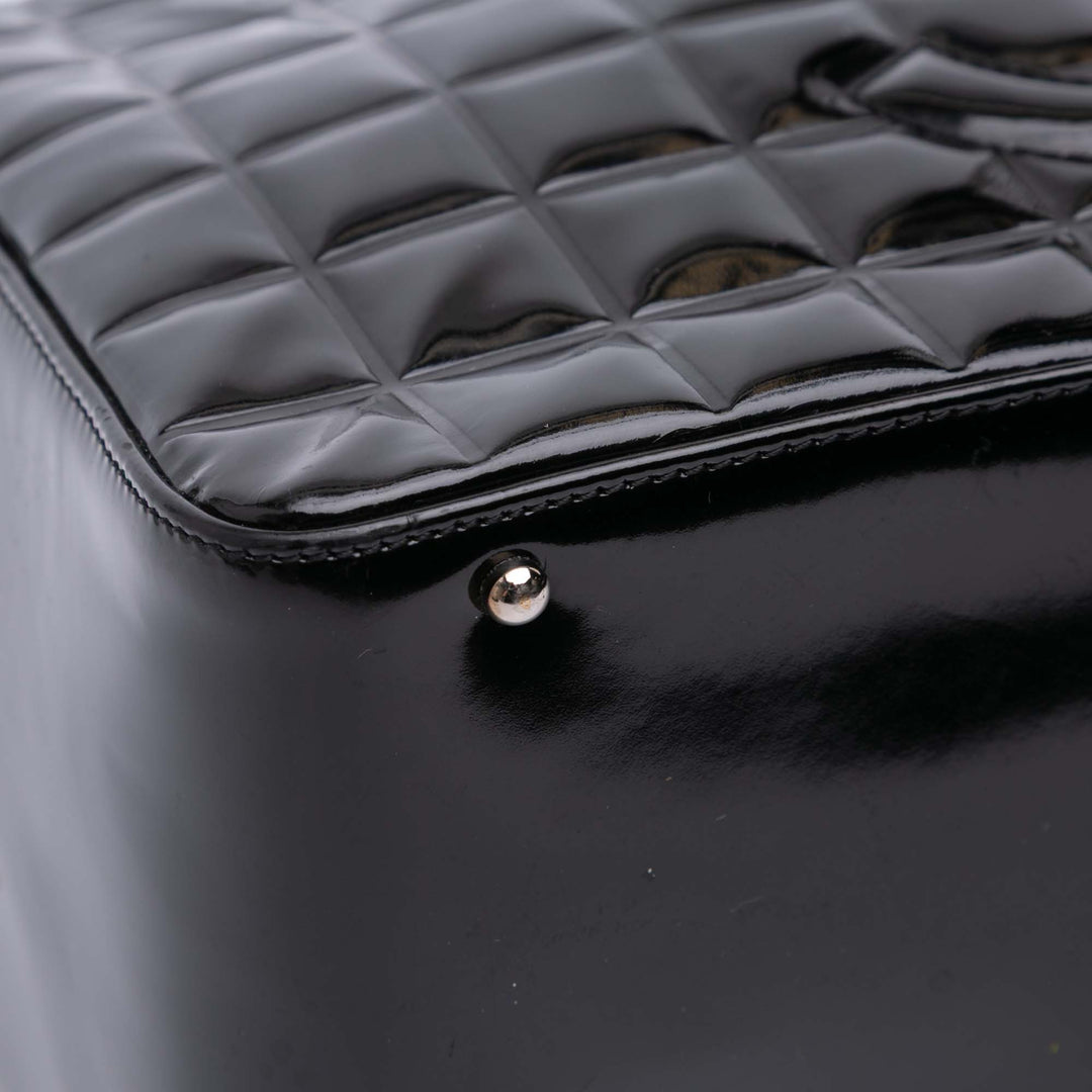 CC Chocolate Bar Patent Bowler Bag Black - Gaby Paris