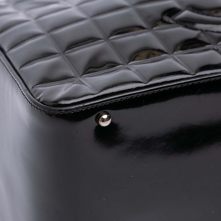 CC Chocolate Bar Patent Bowler Bag Black - Gaby Paris