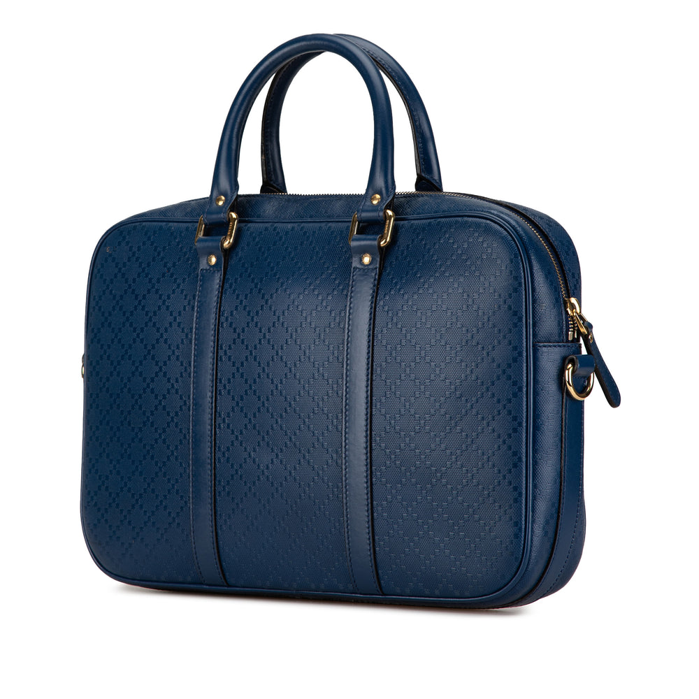 Gucci Medium Diamante Bright Leather Business Bag Blue - GABY PARIS