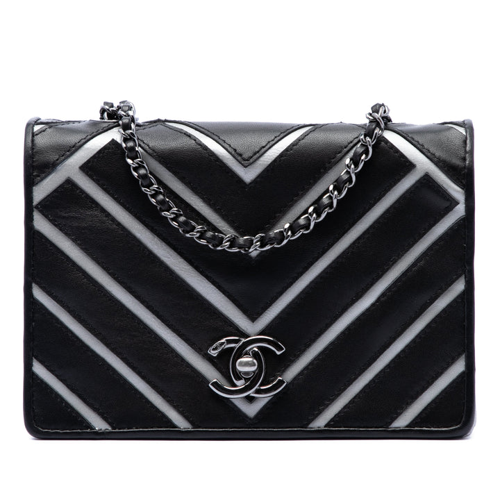 Chanel Small Chevron Cuir d’agneau Couture à rabat