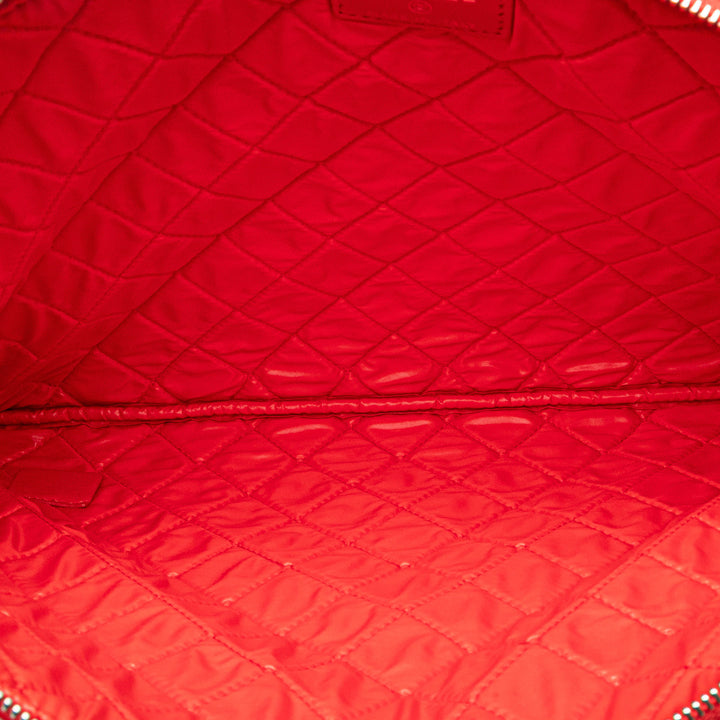 Large Quilted Lambskin O Case Clutch Red - Gaby Paris