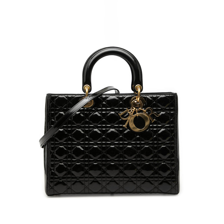 Dior Large Cuir verni Cannage Lady Dior