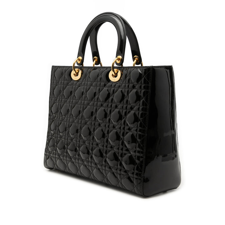 Dior Large Cuir verni Cannage Lady Dior