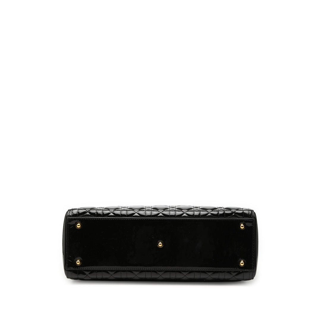 Dior Large Cuir verni Cannage Lady Dior