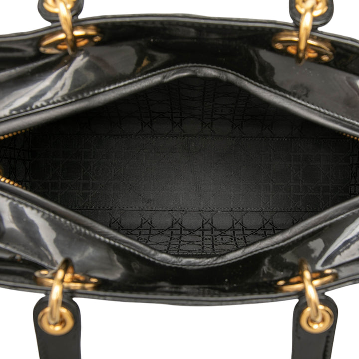 Dior Large Cuir verni Cannage Lady Dior