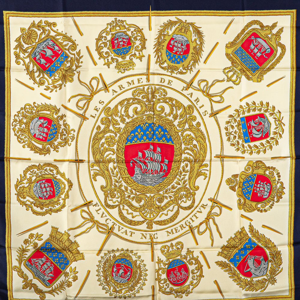 Hermès Les Armes de Paris Soie Foulard Blanc – GABY PARIS Authentique
