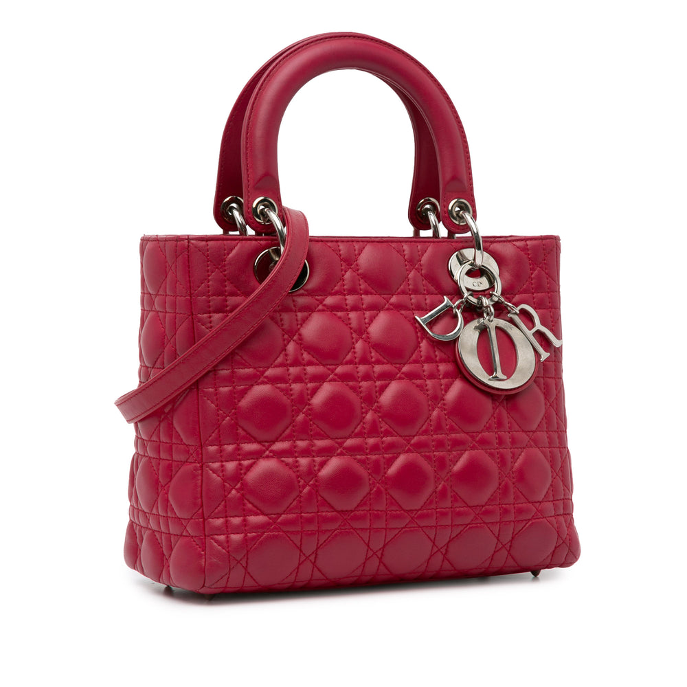 Medium Lambskin Cannage Lady Dior Red - Gaby Paris