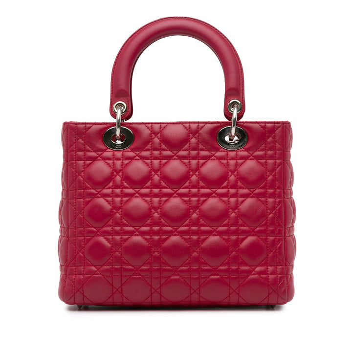 Medium Lambskin Cannage Lady Dior Red - Gaby Paris