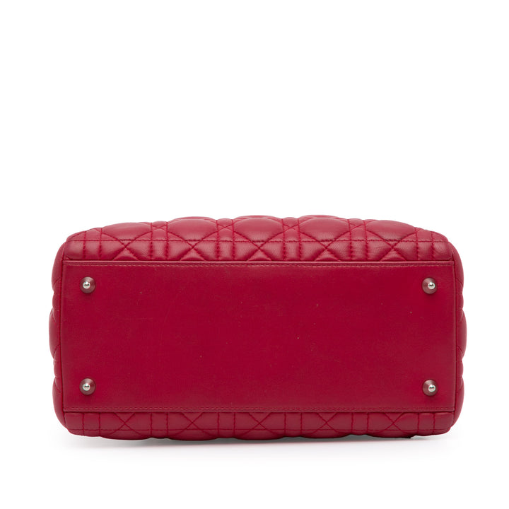 Medium Lambskin Cannage Lady Dior Red - Gaby Paris