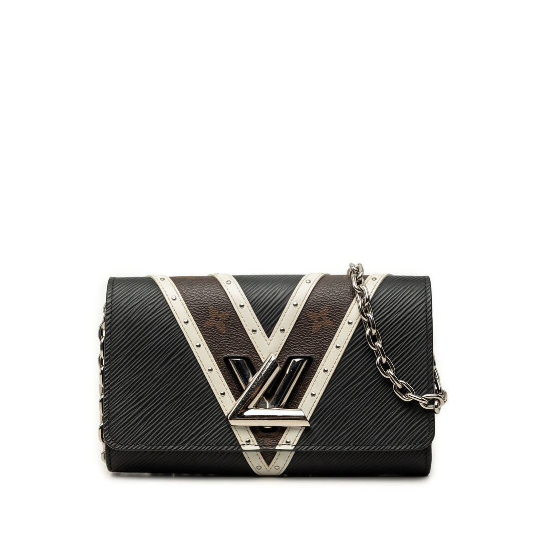 clouté Twist Wallet on Chain Épi Noir