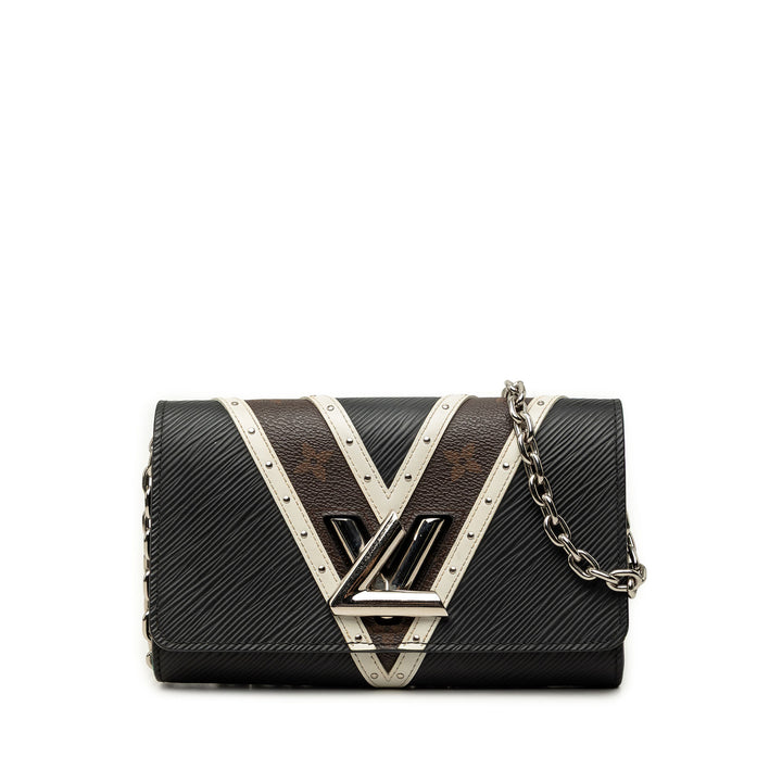 clouté Twist Wallet on Chain Épi Noir