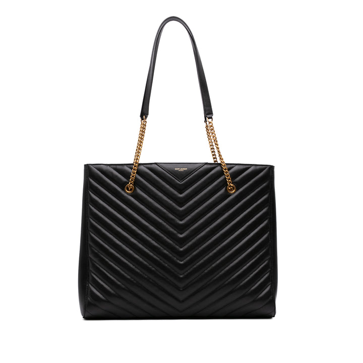 Saint Laurent Chevron Grain De Poudre Tribeca Cabas Grand Noir – vue principale – GABY PARIS