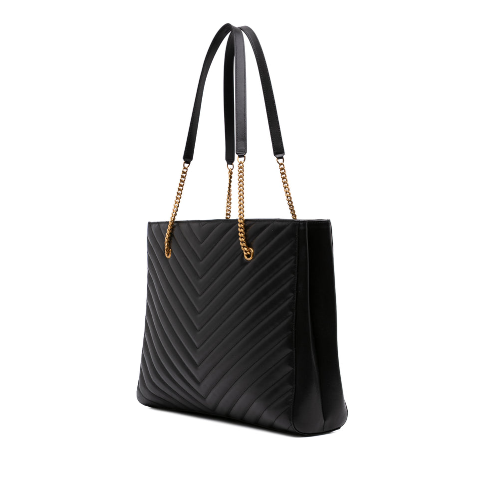 Saint Laurent Chevron Grain De Poudre Tribeca Cabas Grand Noir – vue 2 – GABY PARIS