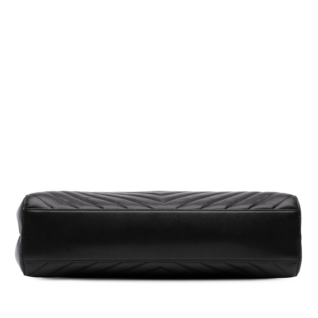 Saint Laurent Chevron Grain De Poudre Tribeca Cabas Grand Noir – vue 3 – GABY PARIS